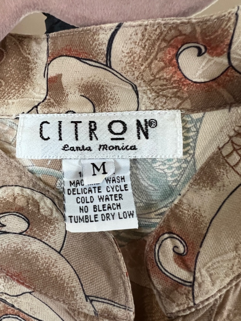 Vintage 90 Citron Santa Monica Silk Dragon Fuji Blouse M Wearable Art Boho Luxe - Picture 4 of 6